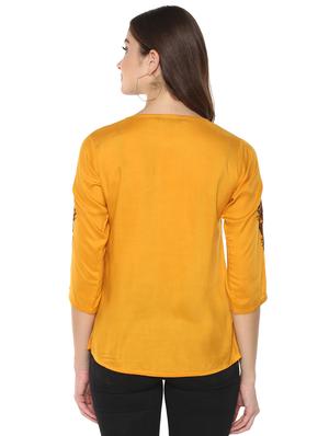 mustard yellow embroidered top - 15770370 - Standard Image - 3