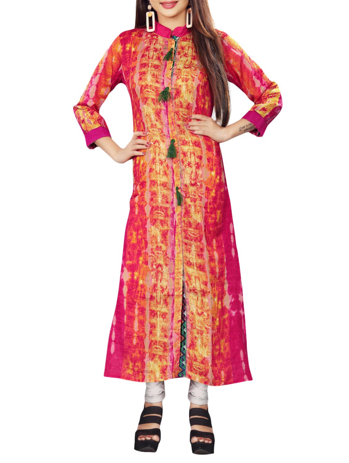 Printed straight kurta with tassels - 15770539 - Zoom Image - 1