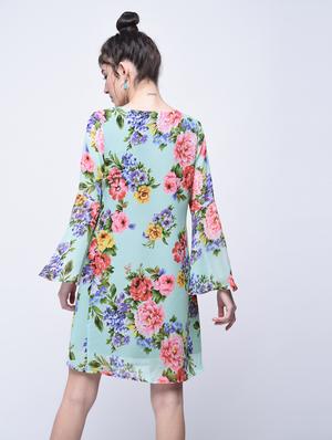 floral bell sleeves a-line dress - 15770576 - Standard Image - 3