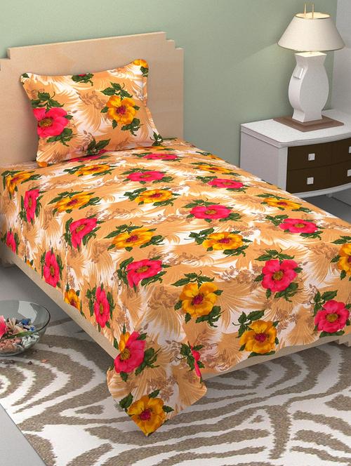 140 TC Polycotton Single Bedsheet with 1 Pillow Cover - 15770634 - Standard Image - 1