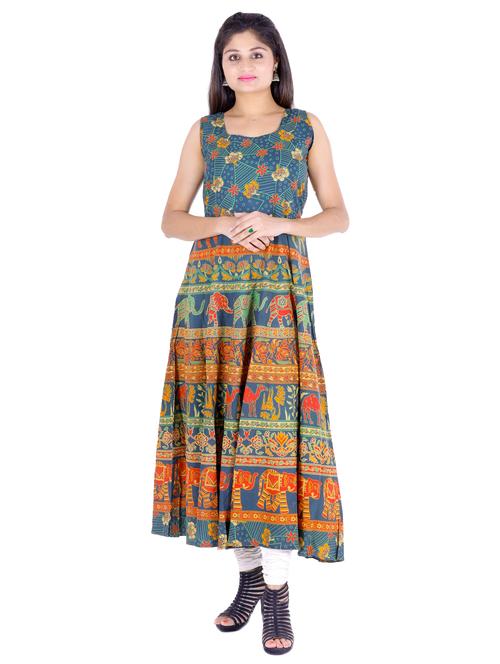 Printed flared kurta - 15770874 - Standard Image - 1
