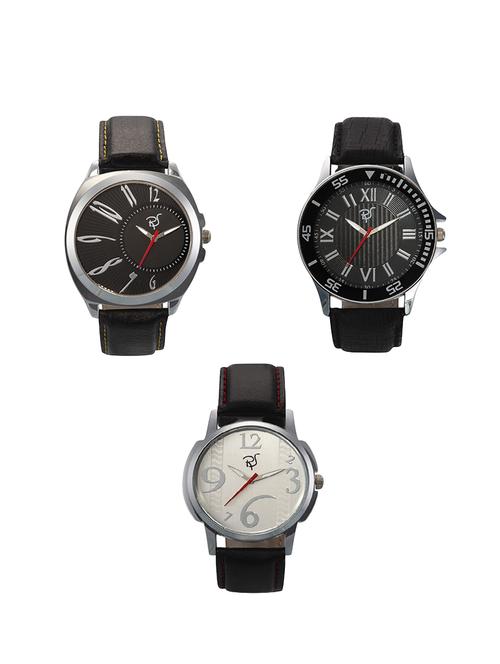 set of 3 round dial analog watch combo(rsd16_s3_1) - 15772351 - Very Small Image - 1