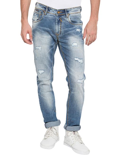 blue heavy washed ripped denim jeans - 15772382 - Standard Image - 1