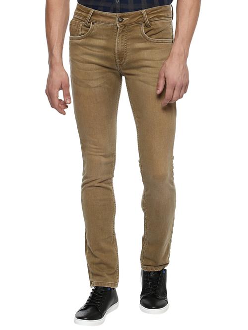 brown cotton washed jeans - 15772513 - Very Small Image - 1