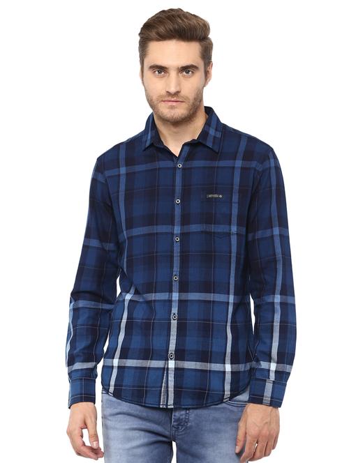 blue checkered casual shirt - 15772526 - Standard Image - 1