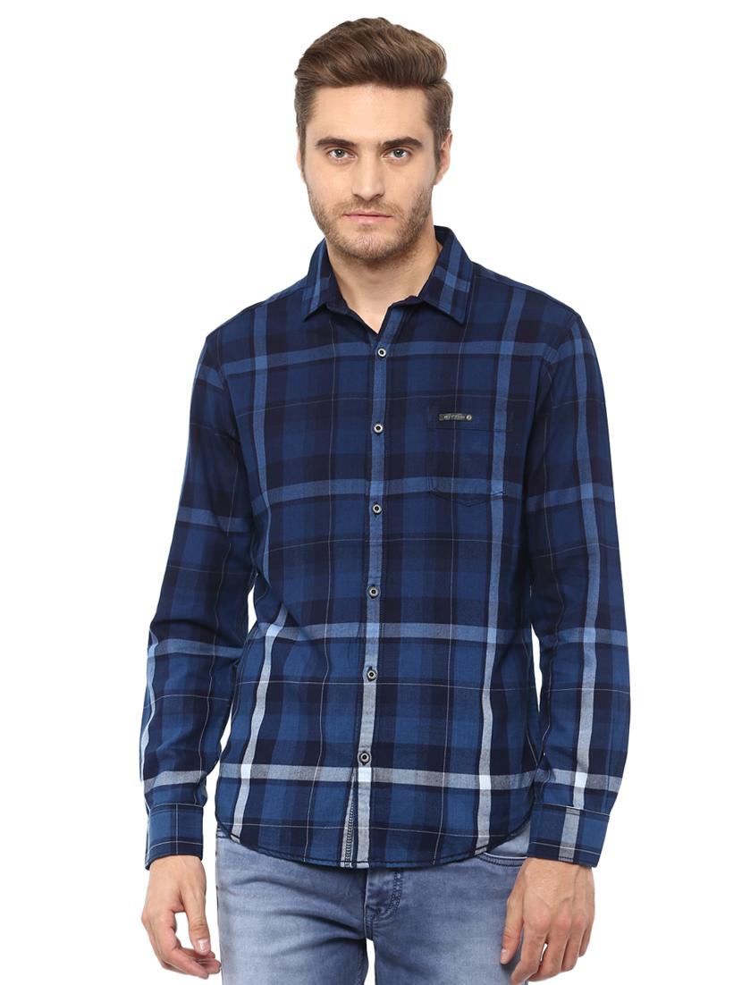 blue checkered casual shirt - 15772526 - Zoom Image - 1