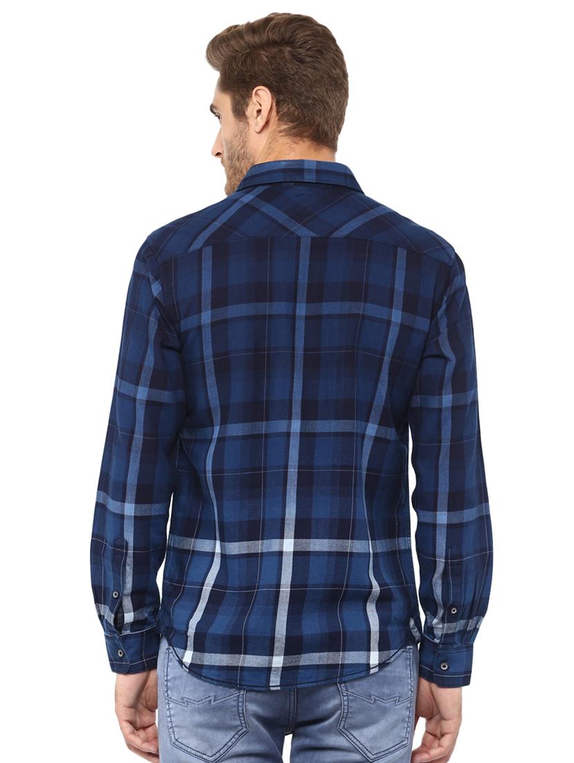 blue checkered casual shirt - 15772526 - Zoom Image - 3