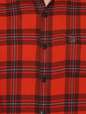 orange checkered casual shirt - 15772530 - Standard Image - 4