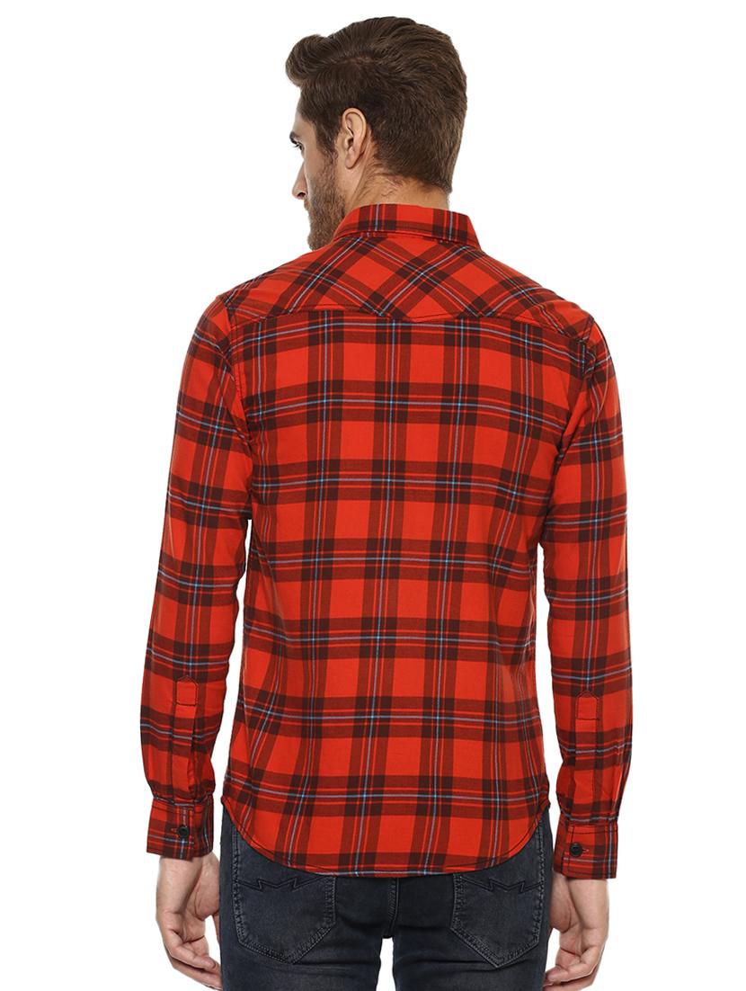 orange checkered casual shirt - 15772530 - Zoom Image - 3