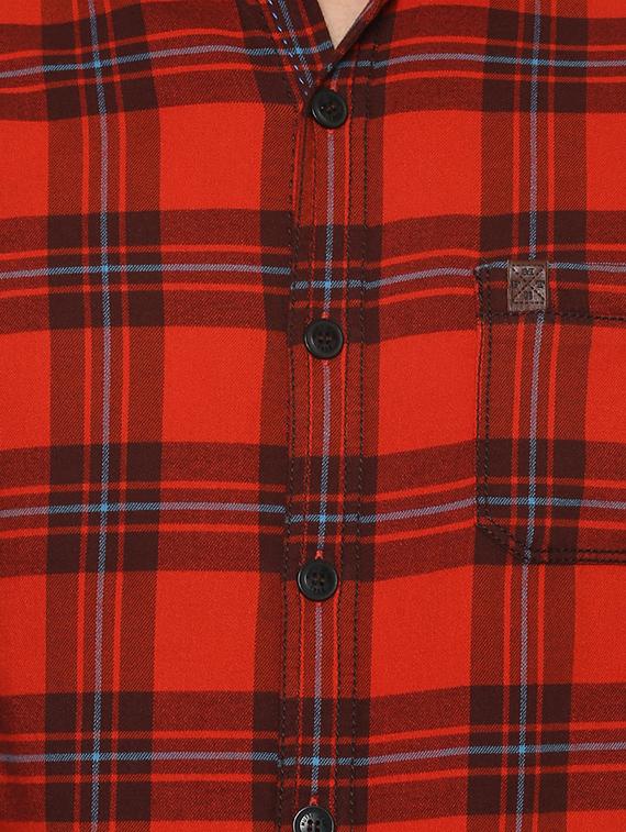 orange checkered casual shirt - 15772530 - Zoom Image - 4