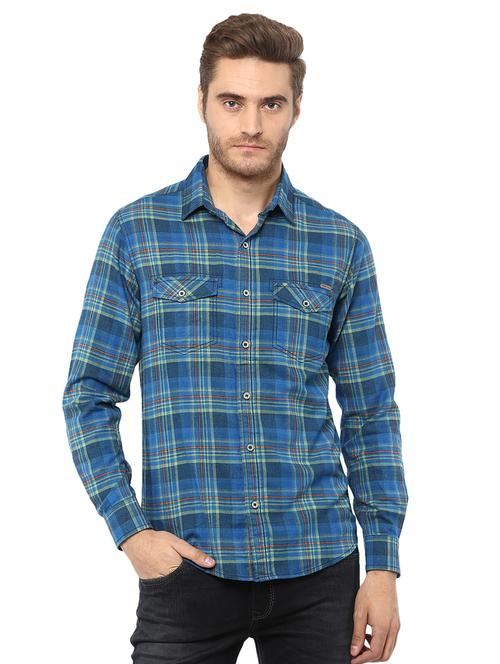 blue checkered casual shirt - 15772560 - Standard Image - 1