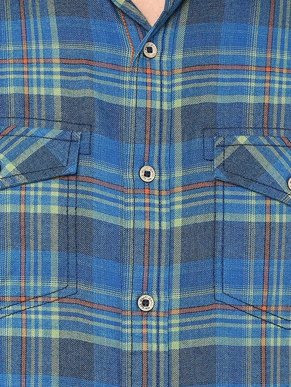 blue checkered casual shirt - 15772560 - Zoom Image - 4