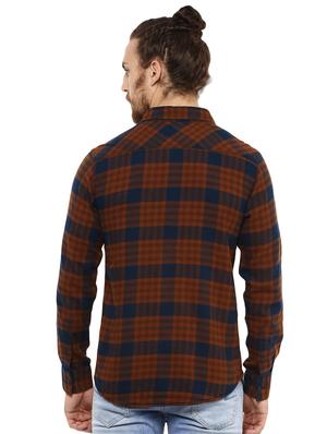 brown checkered casual shirt - 15772659 - Standard Image - 3