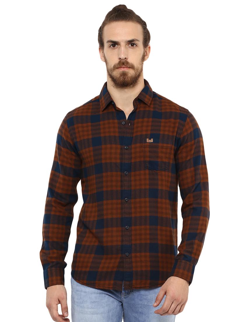 brown checkered casual shirt - 15772659 - Zoom Image - 1