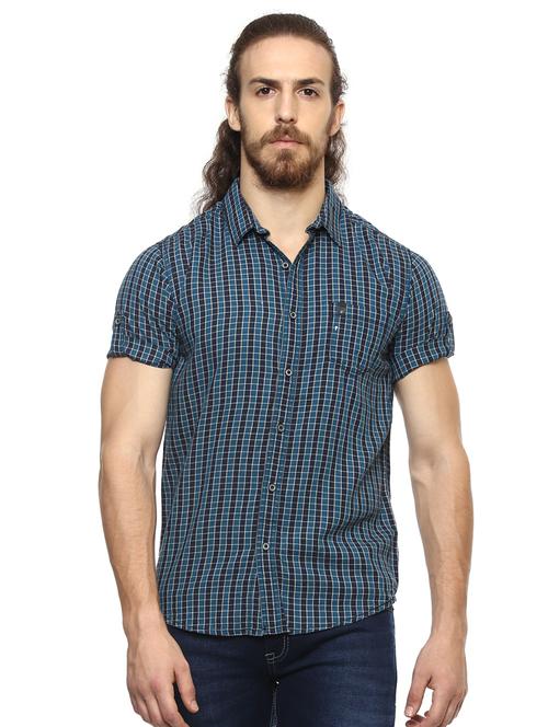 blue checkered casual shirt - 15772678 - Standard Image - 1