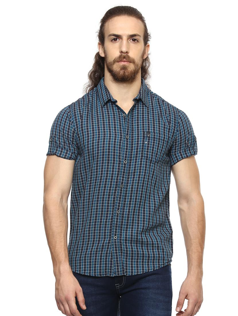 blue checkered casual shirt - 15772678 - Zoom Image - 1