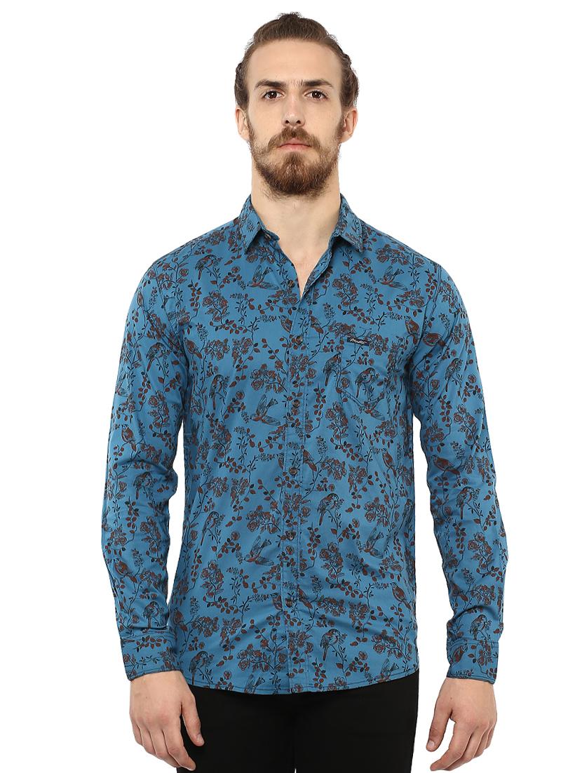 blue floral printed casual shirt - 15772701 - Zoom Image - 1