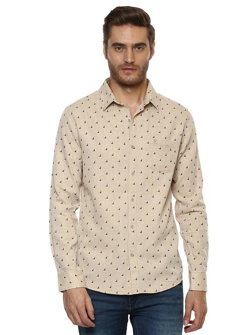 beige printed casual shirt - 15772750 - Standard Image - 1