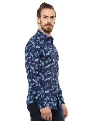 blue printed casual shirt - 15772764 - Standard Image - 2