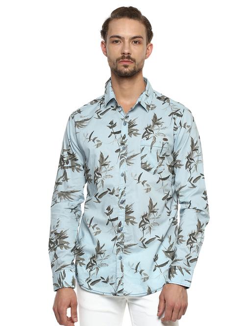 blue printed casual shirt - 15772766 - Standard Image - 1