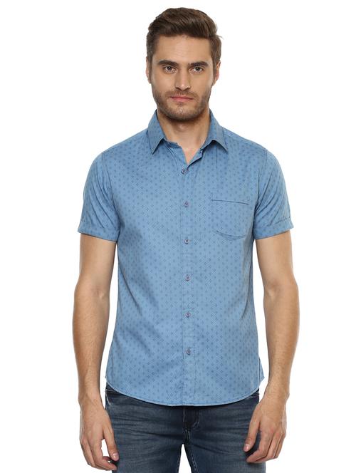 blue printed casual shirt - 15772787 - Standard Image - 1