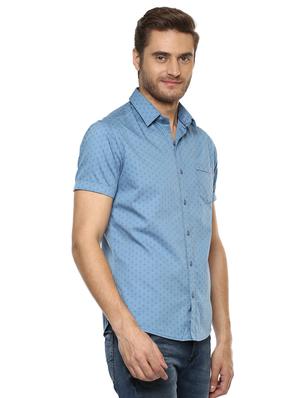blue printed casual shirt - 15772787 - Standard Image - 2