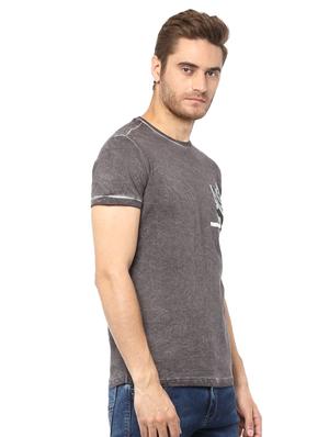 grey chest print t-shirt - 15772795 - Standard Image - 2