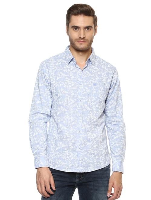 blue printed casual shirt - 15772819 - Standard Image - 1
