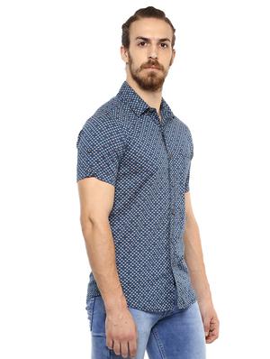 blue printed casual shirt - 15772821 - Standard Image - 2