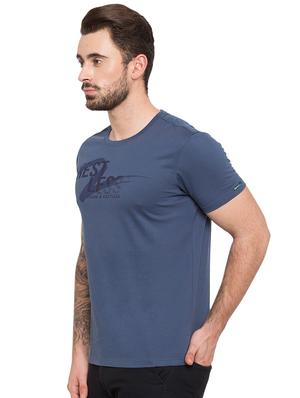 blue typographic chest print t-shirt - 15772849 - Standard Image - 2