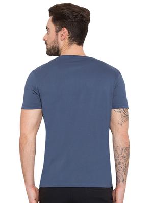 blue typographic chest print t-shirt - 15772849 - Standard Image - 3