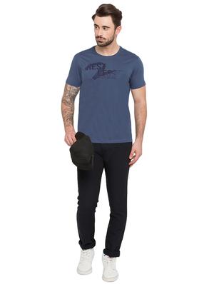 blue typographic chest print t-shirt - 15772849 - Standard Image - 4