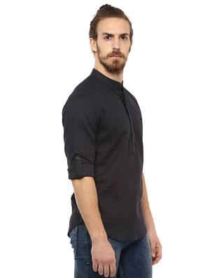 black solid short kurta - 15772860 - Standard Image - 2