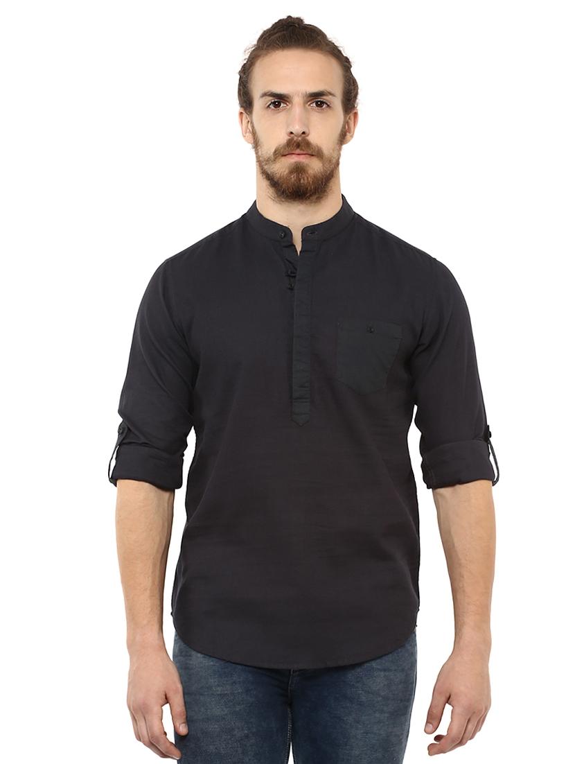 black solid short kurta - 15772860 - Zoom Image - 1