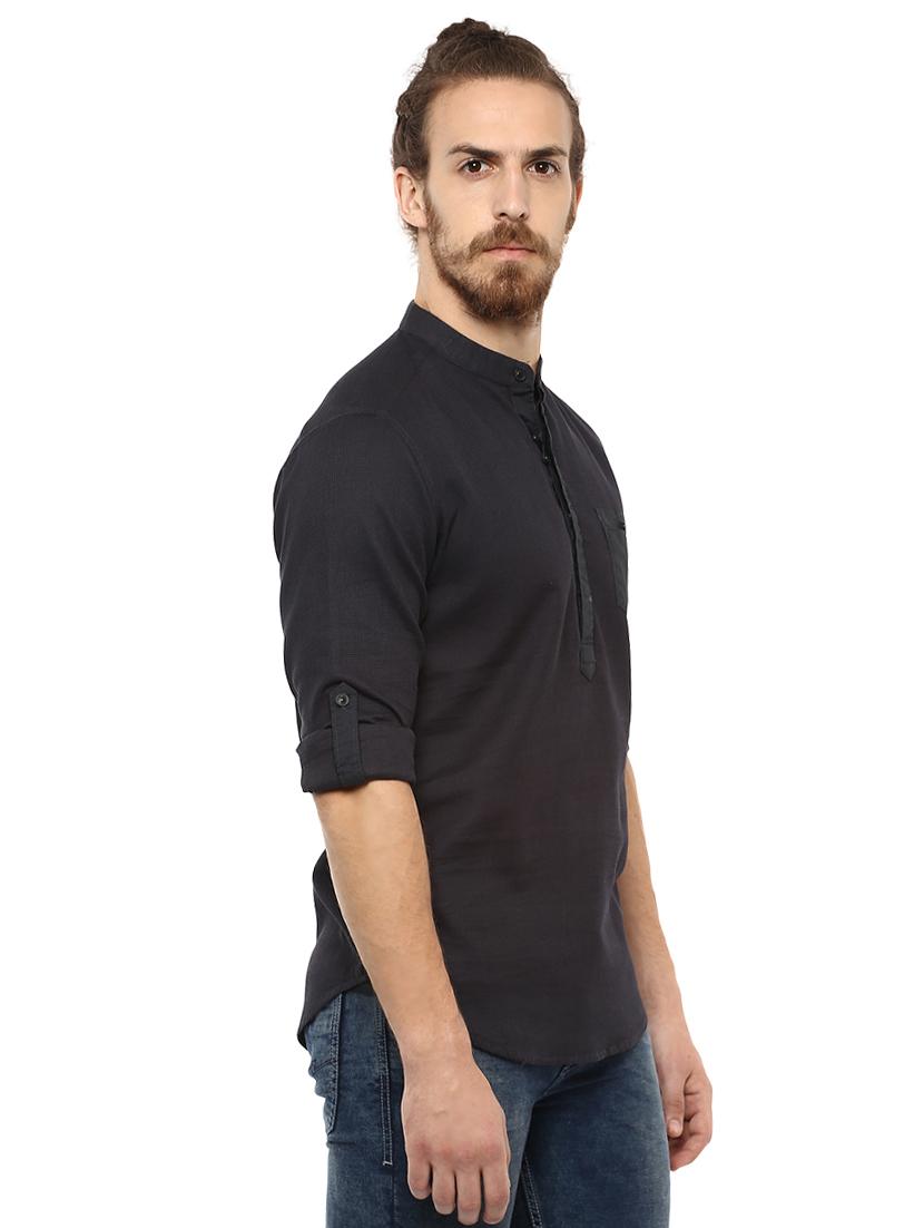 black solid short kurta - 15772860 - Zoom Image - 2