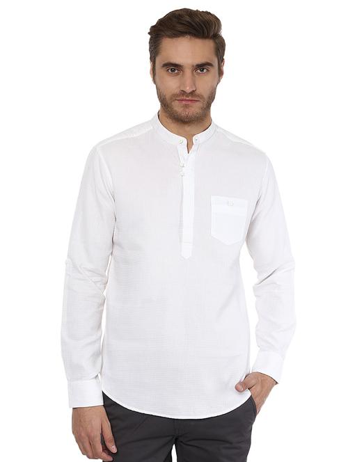white cotton short kurta - 15772862 - Standard Image - 1