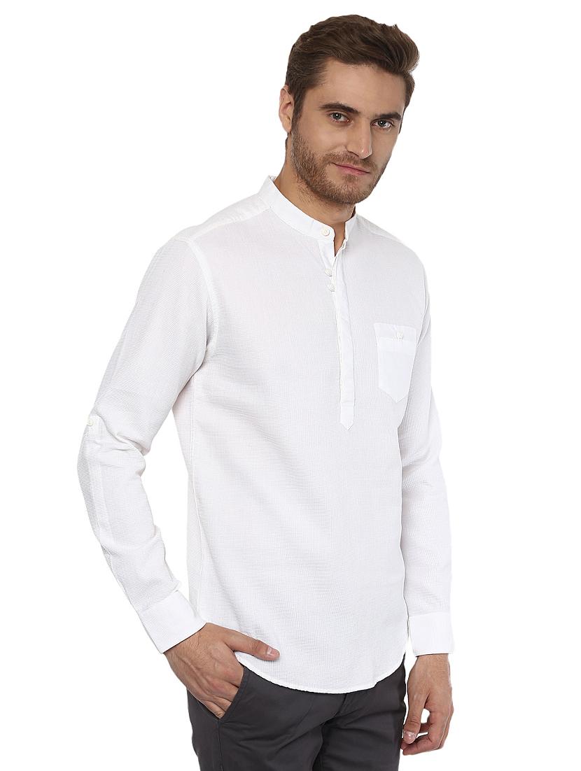 white cotton short kurta - 15772862 - Zoom Image - 2