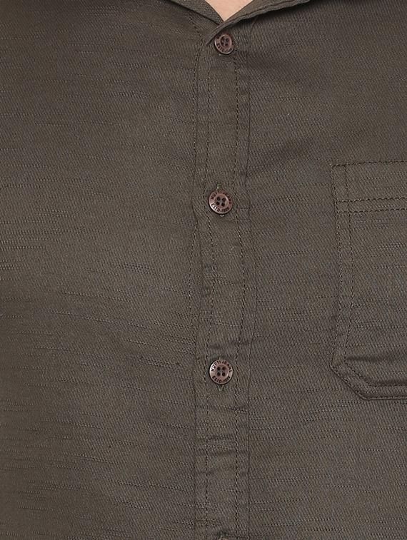 olive green solid casual shirt - 15772887 - Zoom Image - 4