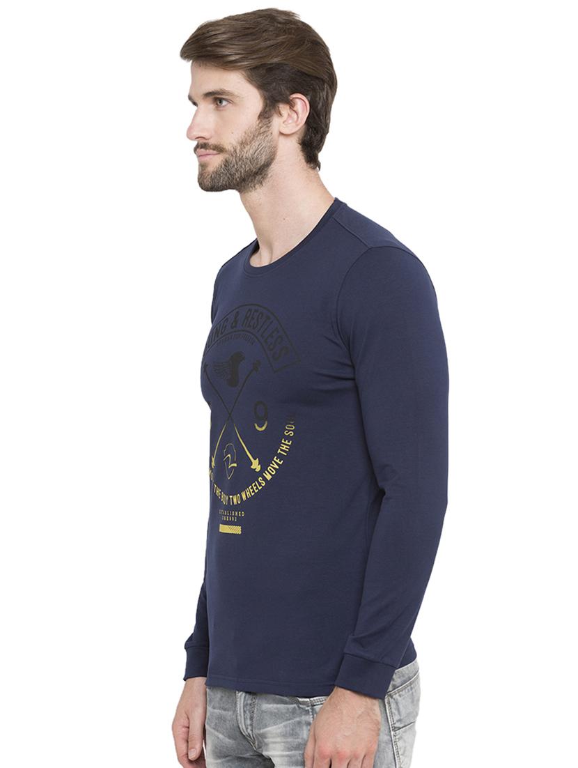 navy blue typographic chest print t-shirt - 15772889 - Zoom Image - 2