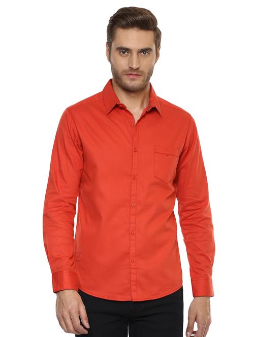 orange solid casual shirt - 15772890 - Standard Image - 1