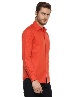 orange solid casual shirt - 15772890 - Standard Image - 2