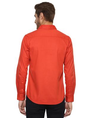 orange solid casual shirt - 15772890 - Standard Image - 3
