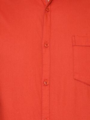 orange solid casual shirt - 15772890 - Standard Image - 4