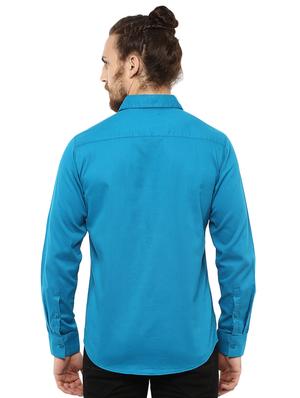 blue solid casual shirt - 15772892 - Standard Image - 3