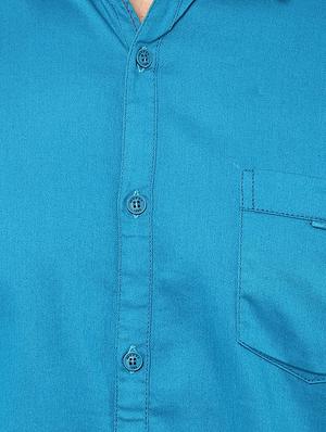 blue solid casual shirt - 15772892 - Standard Image - 4