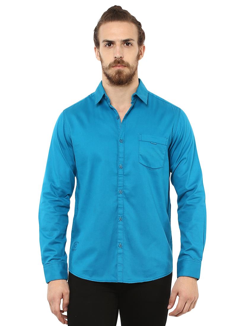 blue solid casual shirt - 15772892 - Zoom Image - 1