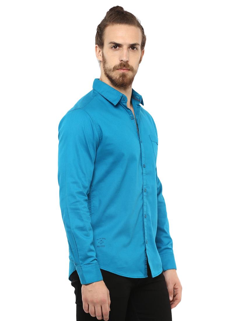blue solid casual shirt - 15772892 - Zoom Image - 2