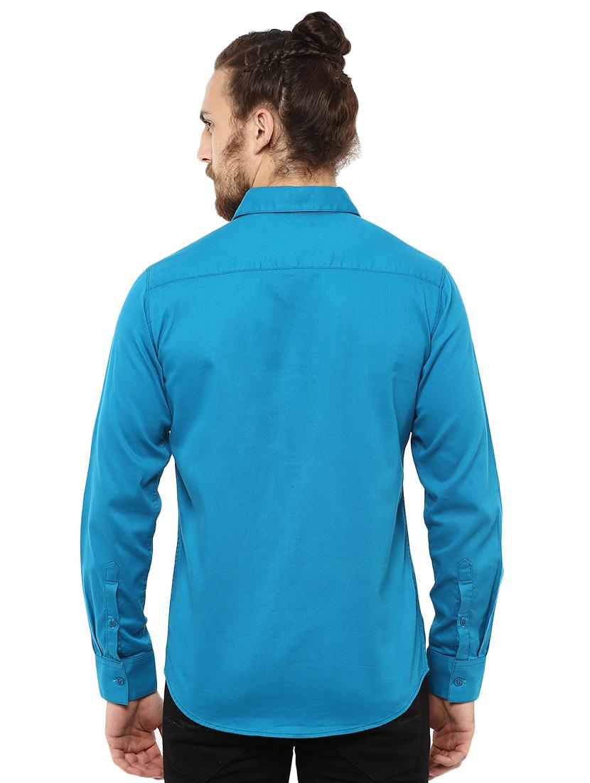 blue solid casual shirt - 15772892 - Zoom Image - 3