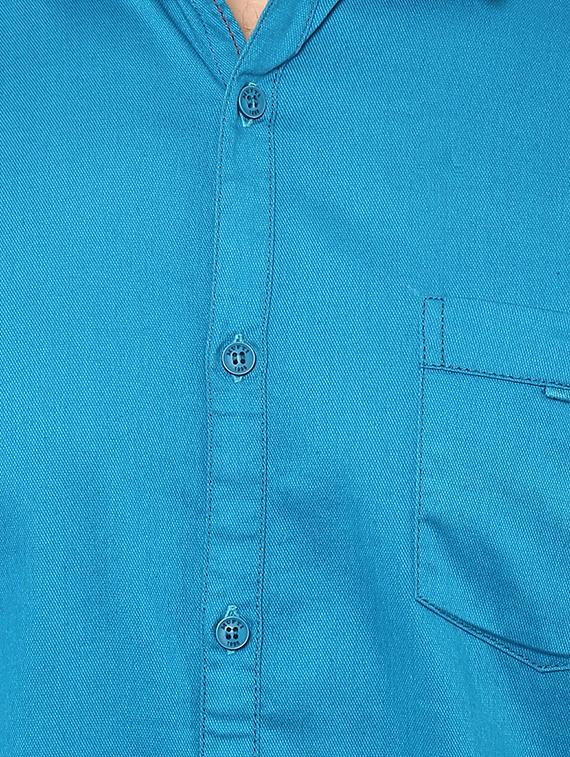 blue solid casual shirt - 15772892 - Zoom Image - 4
