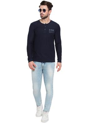 blue henley neck t-shirt - 15772897 - Standard Image - 4